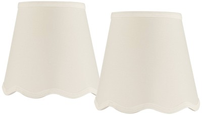 Springcrest White Set of 2 Scalloped Bottom Lamp Shades 4x6x5.5 (Clip-On)