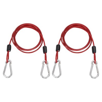 2Pcs 3.3ft (39.4'') Security Steel Cable with Snap Hook for Travel, Clear Red