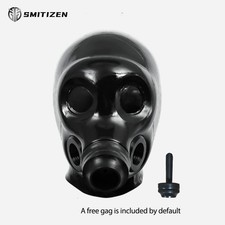 Smitizen Black Glossy Silicone Full Cover Gas Mask Costume for Halloween Cosplay
