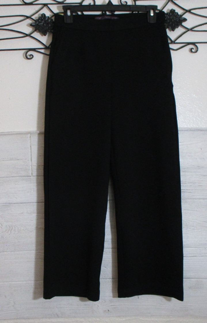 Gloria Vanderbilt Pull On Knit Pants Women's Size S Black Straight Leg Pockets