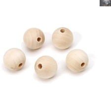 30 Natural Color Unfinished Wood Beads, 20mm - Craft  Educational Essentials