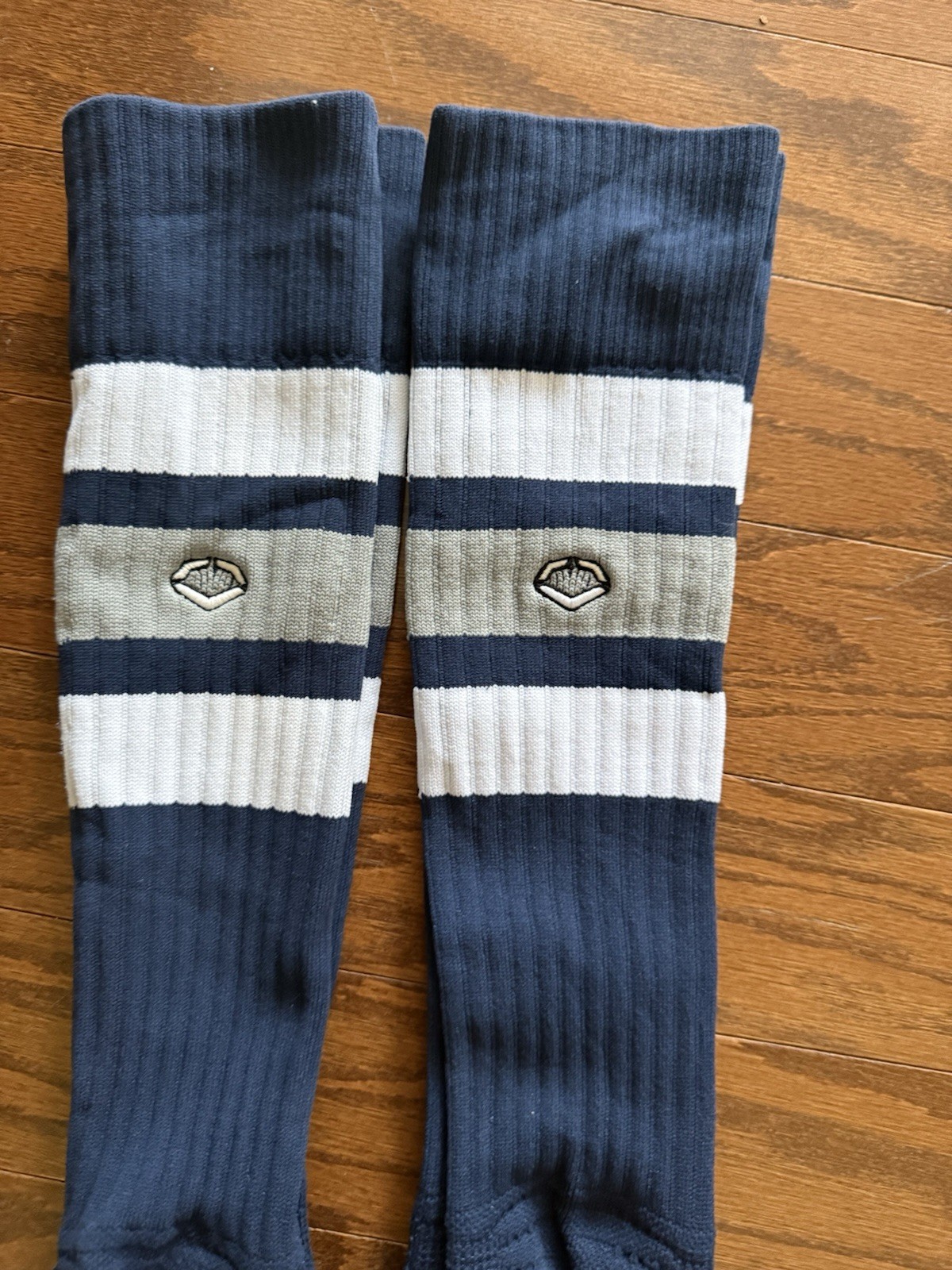 Evoshield Navy Blue White Gray Baseball Game Socks Large Men 8-12 LOT of 2 PAIRS