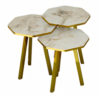 Elegantes Beiges Holz-Metall Couchtisch-Set FüR Modernes Wohnzimmer