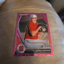 2021 Panini Prizm Draft Picks #PDP140 Evan Justice Pink Velocity Prizm