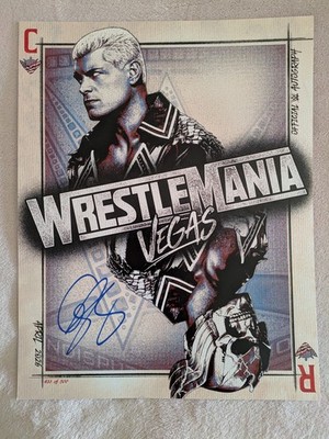 WWE WRESTLEMANIA 42 CODY RHODES SIGNED MATCH CARD POSTER OFFICIAL