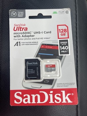 Sandisk Ultra 128GB MicroSD with SD Adapter A1 140MB/s Full HD Video New Sealed