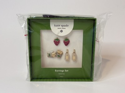 Kate Spade x Target Stud Earrings - Strawberry, French Fries, Champagne 3 Pairs