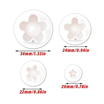 4/8Pcs Plum Flower Daisy Flower Cake Plunger Fondant Cookie Cutter Mold Plum Bak