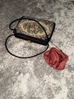 Vintage Tapestry Handbag Double Black Satin Handles Attached Satin Change Purse — photo 7