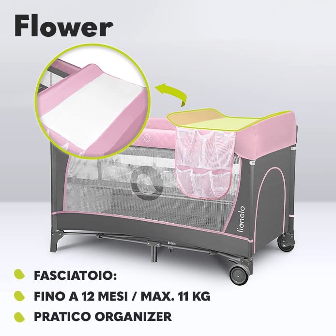 lionelo FLOWER Lettino da campeggio neonato Dalla nascita fino a 36 mesi, Pieghe foto 3