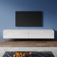 Wall Floating TV Stand Unit Cabinet White High Gloss Storage Door 100/200cm
