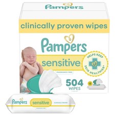 Pampers Sensitive Baby Wipes, Clinically Proven, 84 Count Pack of 6 , White