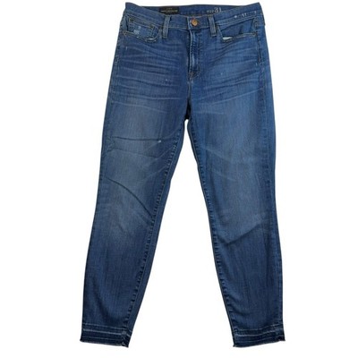 J.Crew 31 Jeans Lookout High Rise Crop Skinny Cropped Fit Blue Raw Hem Women s