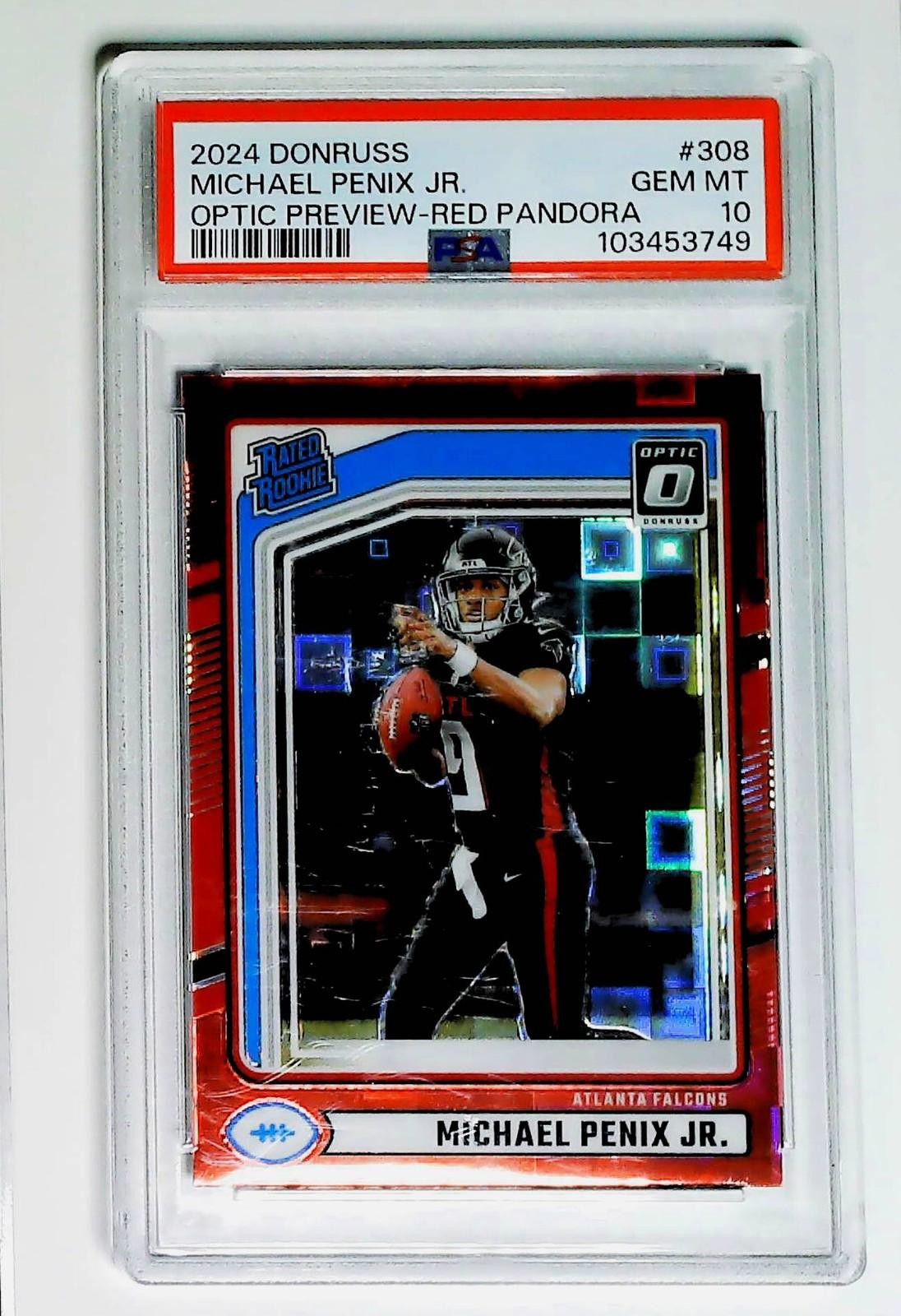2024 Panini Donruss #308 Michael Penix Jr. Optic Preview-Red Pandora PSA 10