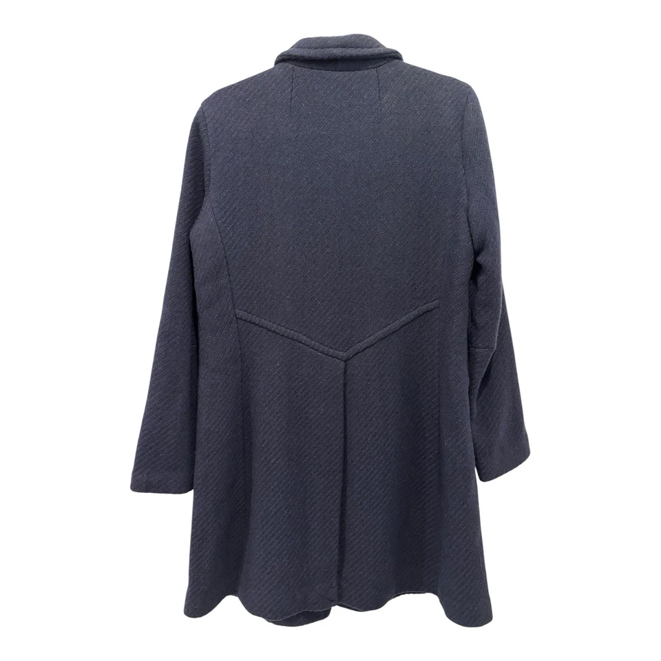 Abrigo Coffee Shop mezcla lana mujer grande azul marino chaqueta de invierno de un solo pecho Foto 2 de 4