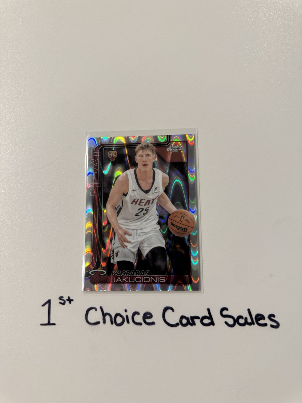 2025-26 Topps Chrome Kasparas Jakucionis Raywave RC Miami Heat #270