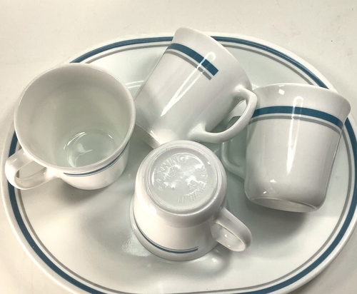 4 Corelle Mugs INDIGO/SLATE 3.5" Cups, 2 Bread Plates, Blue Gray Bands + Bonus! - Picture 6 of 10