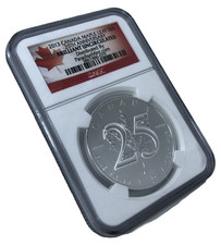 2013 Canada Silver Maple Leaf 25th Anniversary NGC BU 1 oz .9999 Silver Coin 25