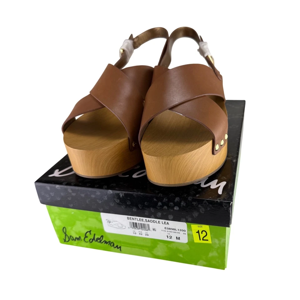 Сандалии на танкетке Sam Edelman Bentlee седло коричневая кожа крест ремень платформа - 12 - Изображение 2 из 4