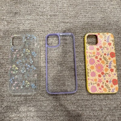 3 Iphone 14 Plus Phone Cases - 2 Floral - 1 Clear