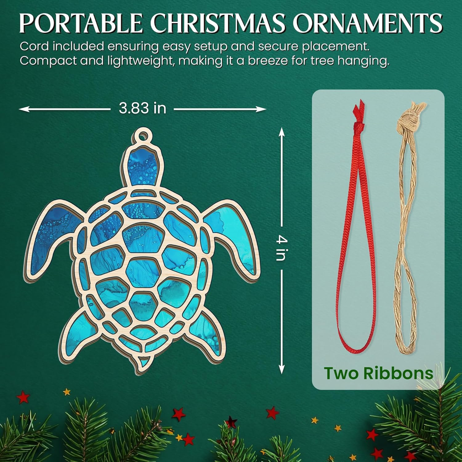 Christmas Sea Turtle Beach Gifts for Women Men - 2D Flat (Not 3D) Turtle Decor S