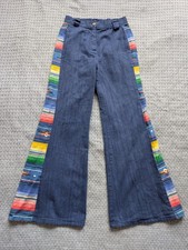 Vintage Side Kicks Pants Women 7 Flare Bell Bottom Rainbow Aztec Stripe Boho 70s