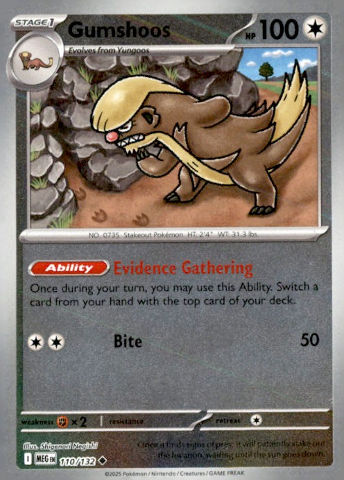 Gumshoos - Reverse Holo Uncommon ME01: Mega Evolution 110/132 NM