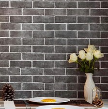HeloHo 17.7" X 118" Grey Brick Wallpaper Peel and Stick Self-Adhesive Removable