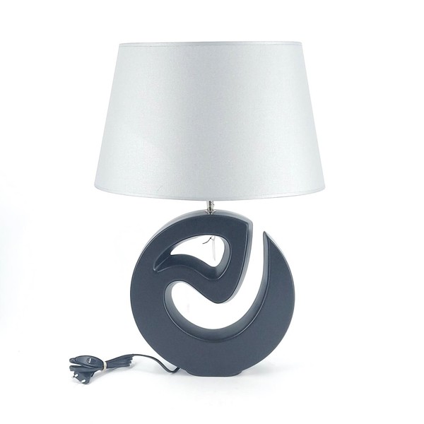 Tischlampe Modern Art H. 65Cm Matt Schwarz Keramik + Textil Formano Wa-image