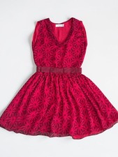 Valentino Garavani Red Fit & Flare Cocktail Dress Geometric Print Made in Italy