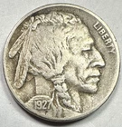 1927-S BUFFALO NICKEL. NICE VF EARLY SCARCE DATE CIRCULATED COIN!