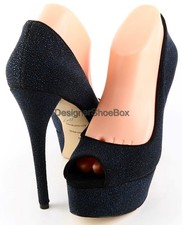  300 B BRIAN ATWOOD BAMBOLA Blue Black Designer Platform Pumps 9.5 EUR 40.5