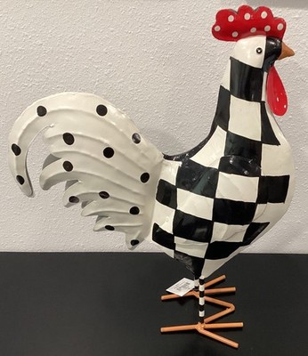 Mackenzie Childs Checkerdot Rooster Large Iron 18.5'' x 14.5'' x 4.5'' Checks Dots