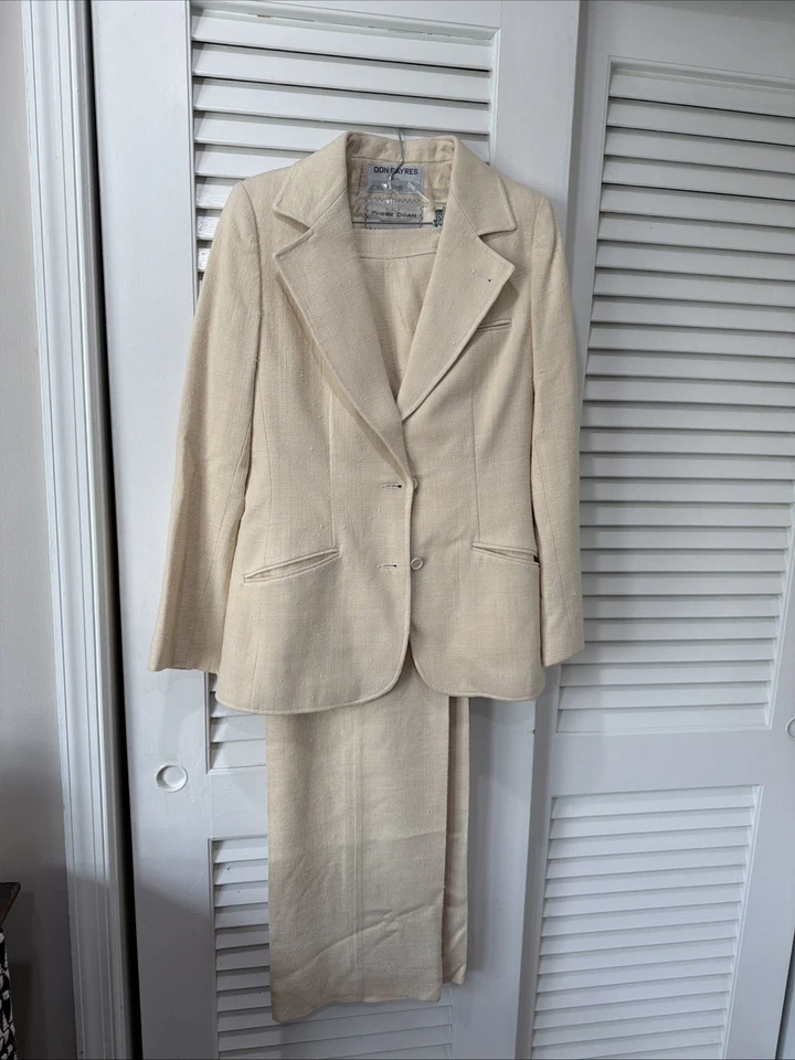 Traje Pantalón De Colección Don Sayres 100% Seda Cintura Alta Pierna Ancha A Medida Talla 12 Alto Foto 4 de 4