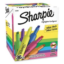 Sharpie Tank Style Highlighters, Assorted Ink & Barrel Colors, Chisel-Tip, 36/PK
