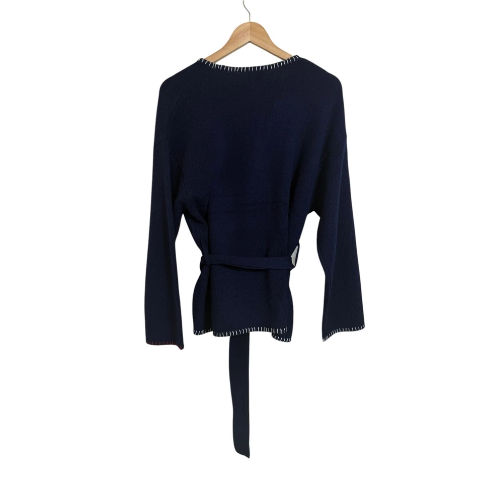 Cárdigan tejido envolvente azul marino mezcla cachemir lana Sundry para mujer talla 2 (mediano) nuevo con etiquetas Foto 2 de 4