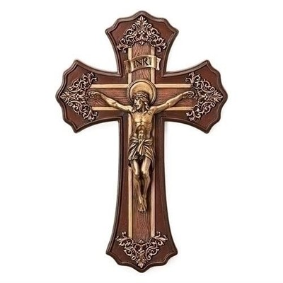 Joseph Studio 10.25 Inch Tall Victorian Oak and Gold Style Crucifix