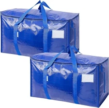 TICONN 2 Pack Extra Large Moving Bags with Zippers & 2 Pack, Blue-24 Gallon 