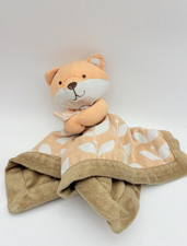 Carters Orange Fox Lovey Security Blanket Hug Knit Twist Brown Leaf Pattern toy