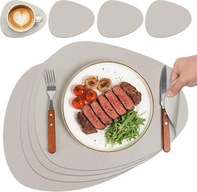 4Er Set Tischsets Leder-Imitat Und Untersetzer, Platzsets Abwaschbar Oval Doppel