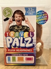 TRAVEL PALZ PLUSH HEADPHONES 3.2 FT RETRACTABLE CABLE Brown Monkey