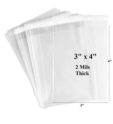 500 Clear Cello Treat Bags 3x4 Self Sealing OPP Cellophane Bags Food Grade 2 Mil