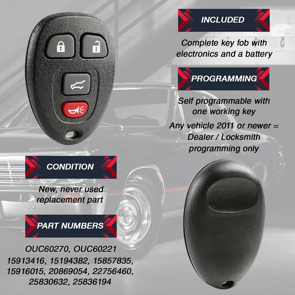 2 Fobs for 2009 2010 2011 2012 2013 2014 Chevrolet Suburban 1500 2500 15913416 Foto 4 de 4