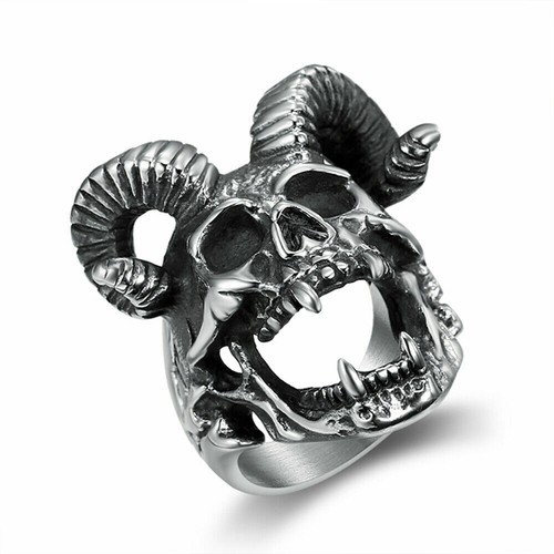 Totenkopf Biker Ring Edelstahl Gothig Silber Herren Männer Rocker Skull Gold - Bild 11 von 41