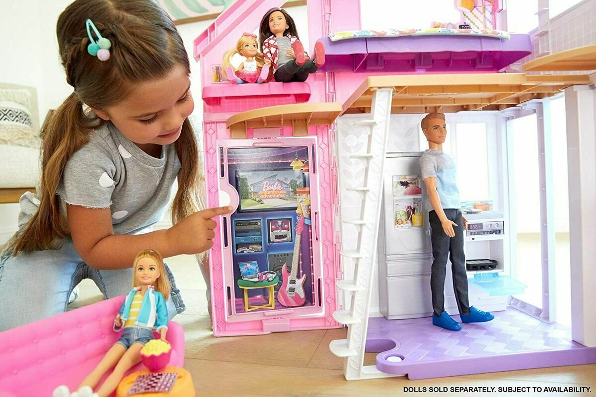 Box Damaged Barbie Malibu House Childrens Dollhouse Playset Toy 25+  Accessories