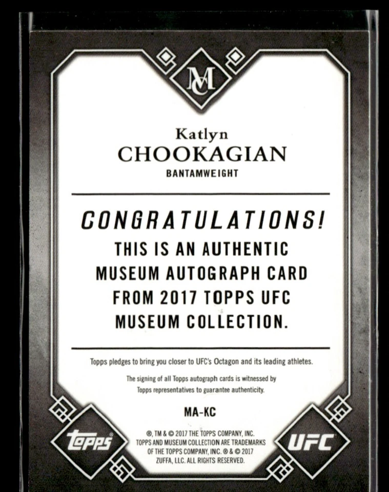 2017 UFC Topps Museum Collection 1rst AUTO Katlyn Chookagian Rookie Auto 21/99 - Image 2 of 2