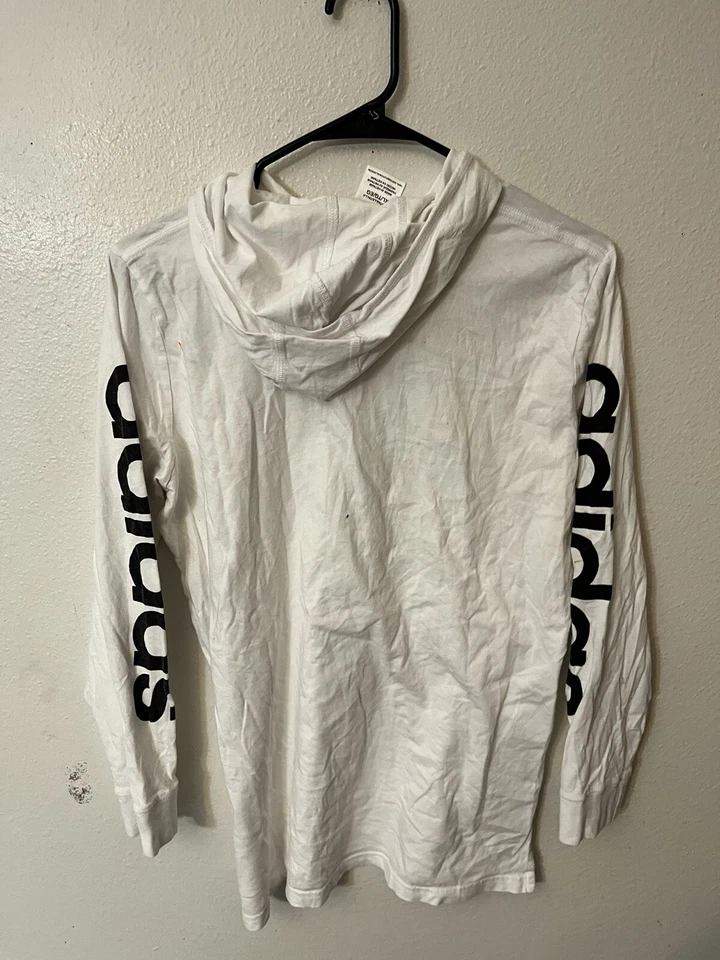 Adidas Sudadera con Capucha Manga Larga Camisa Juvenil Niño XL Blanco Estampado Gráfico Logo Foto 3 de 4