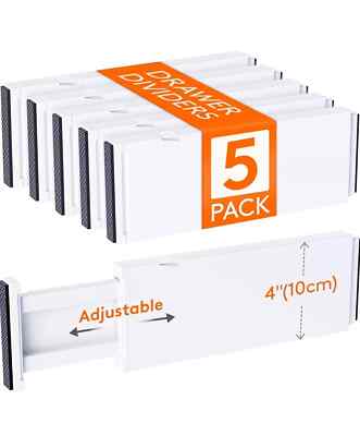 5 Pack Plastic Drawer Dividers 4'' High Adjustable Clothes Organizer Bedroom life
