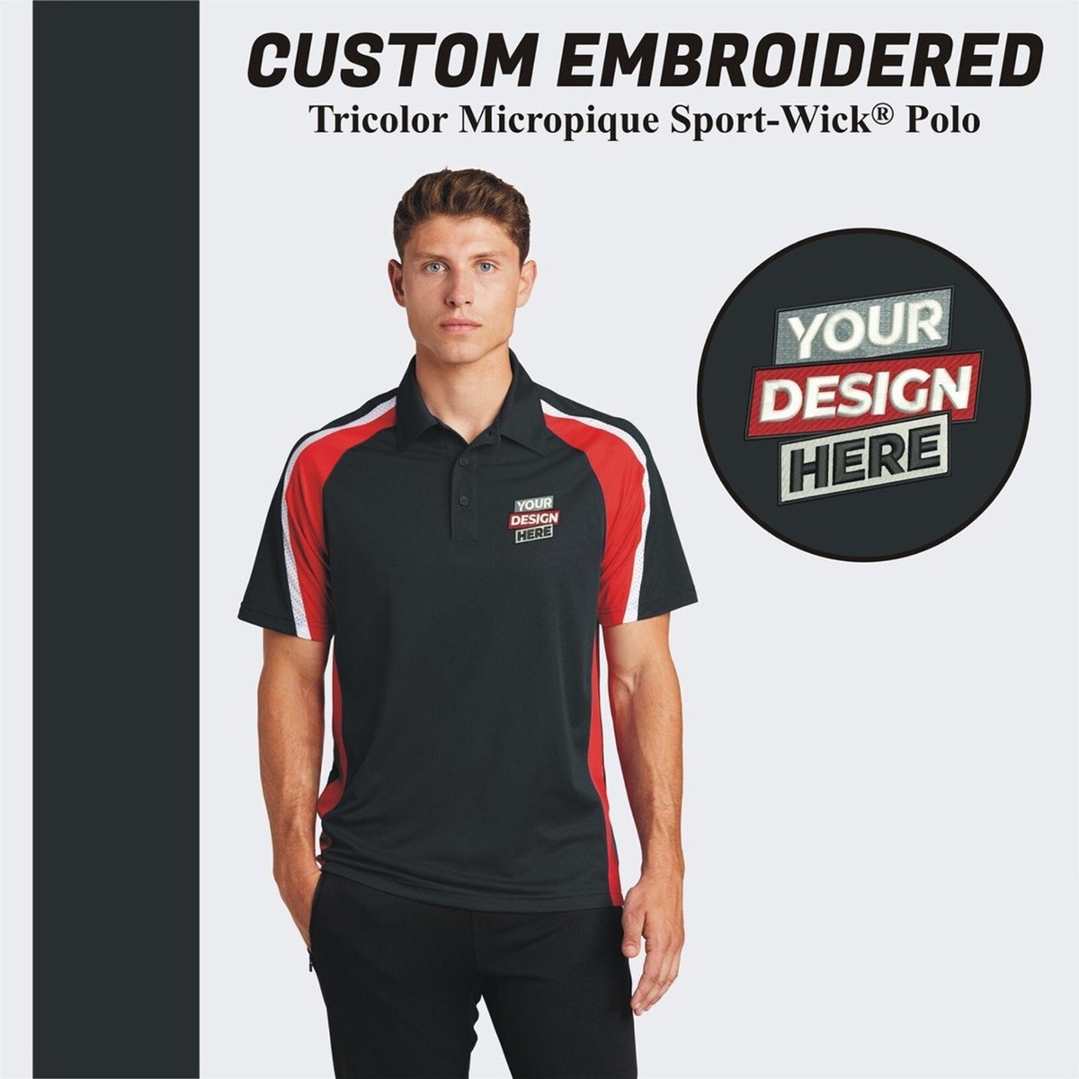 Custom Embroidered Dri-Fit Polo Tricolor Micropique Polo Team