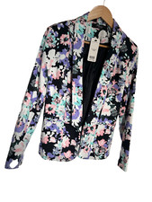 Jane Norman Vanity Flair Floral Jacket/blazer Open Front Long Sleeve Size 12 New
